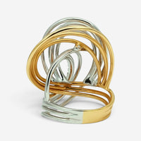 Crivelli Tri Color Swirl 18K White & Yellow Gold Diamond Ring Sz. 7 047618