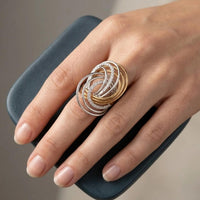 Crivelli Tri Color Swirl 18K White & Yellow Gold Diamond Ring Sz. 7 047618