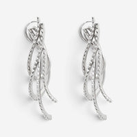 Crivelli Cascading Ribbon Design 18K White Gold Diamond Earrings 047621