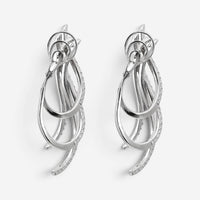 Crivelli Cascading Ribbon Design 18K White Gold Diamond Earrings 047621