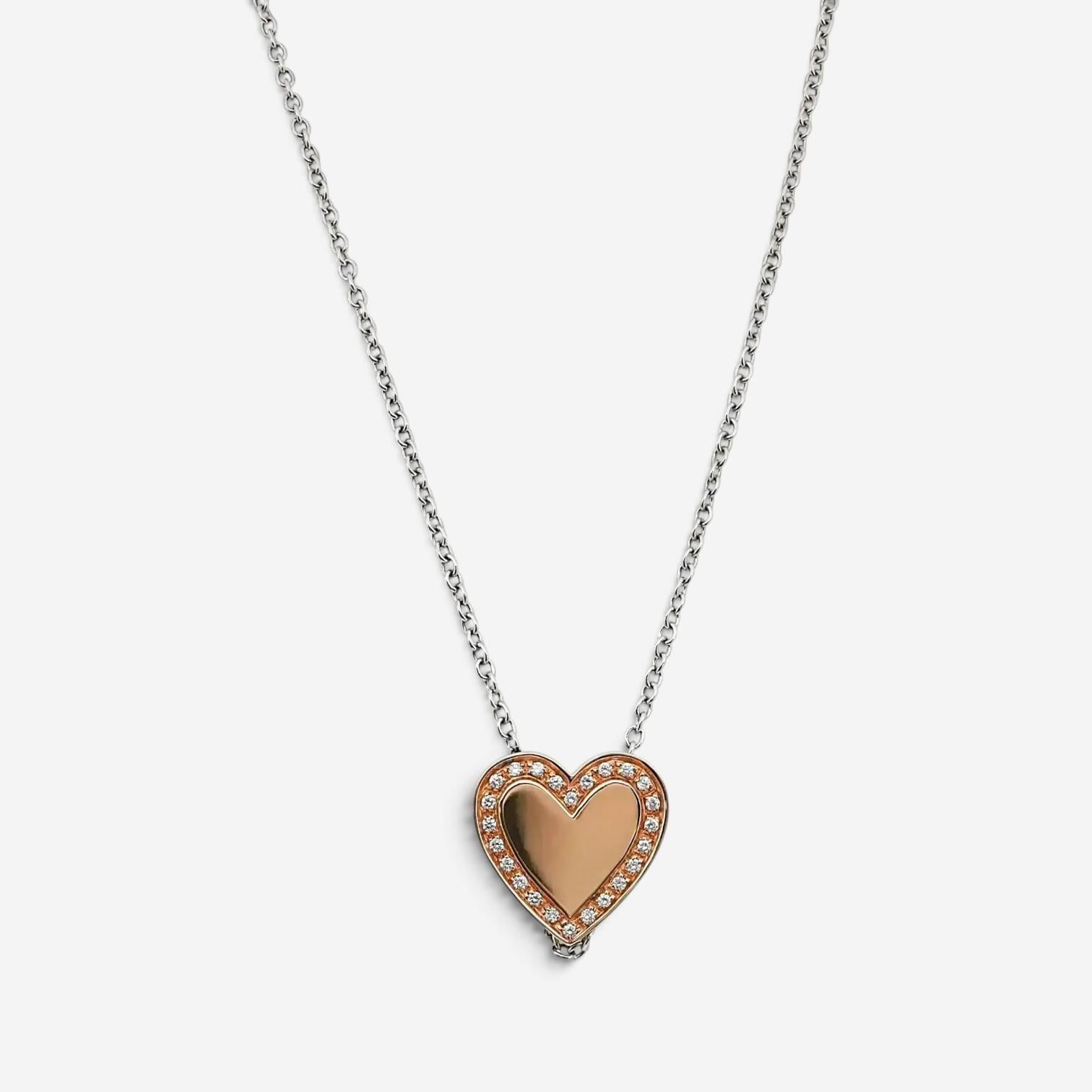 Salvini 18K White & Rose Gold Diamond Heart Pendant Necklace 047625