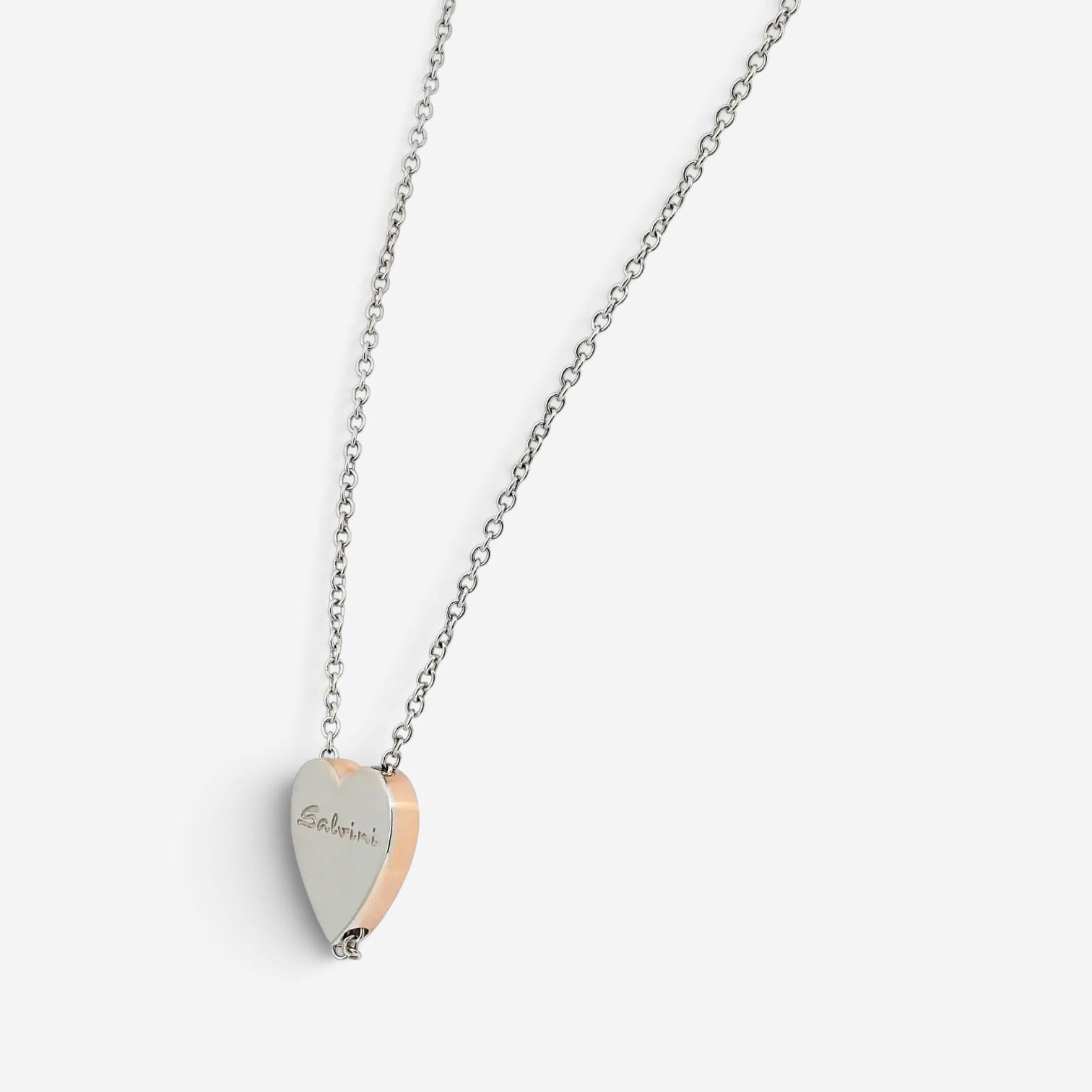 Salvini 18K White & Rose Gold Diamond Heart Pendant Necklace 047625