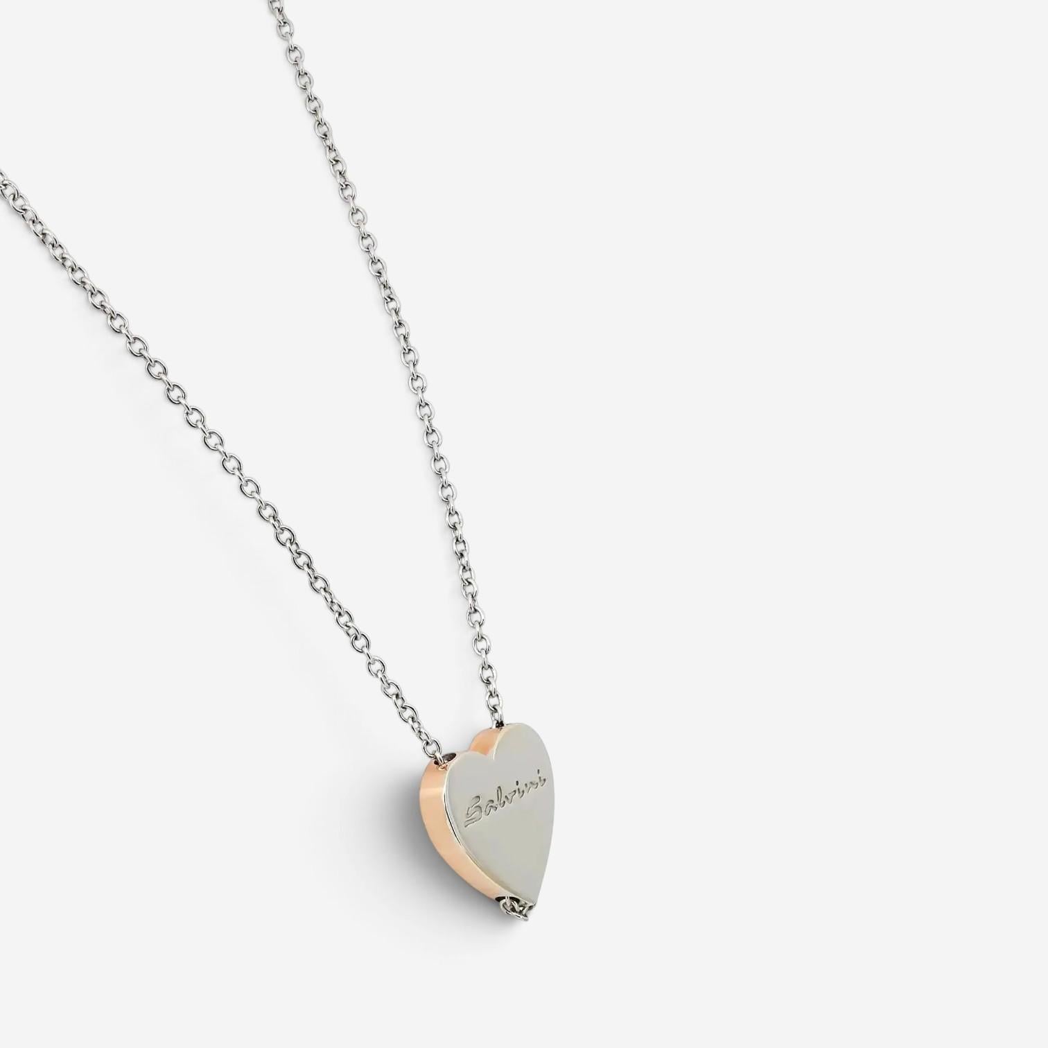 Salvini 18K White & Rose Gold Diamond Heart Pendant Necklace 047625