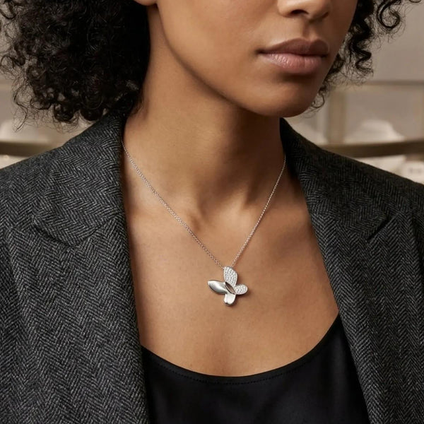 Crivelli Butterfly 18K White Gold Diamond Pendant Necklace 047626