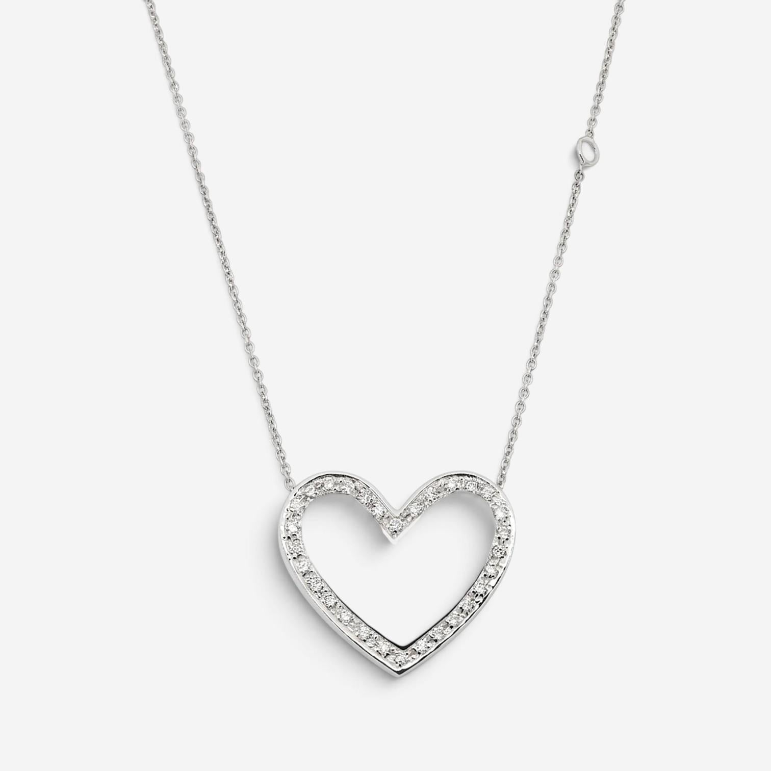Crivelli Heart 18K White Gold Diamond Pendant Necklace 047629