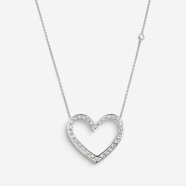 Crivelli Heart 18K White Gold Diamond Pendant Necklace 047629