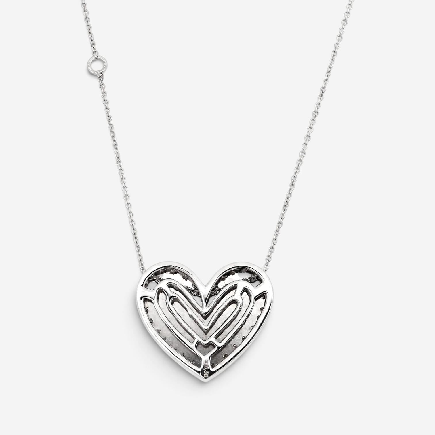 Crivelli Heart 18K White Gold Diamond Pendant Necklace 047629