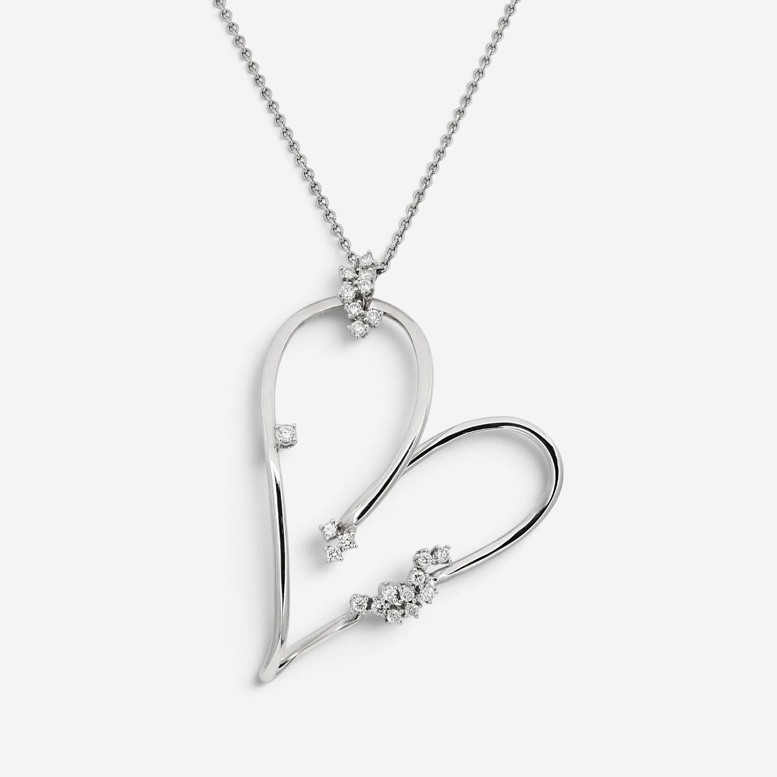 Crivelli Large Heart 18K White Gold Diamond Pendant Necklace 047631