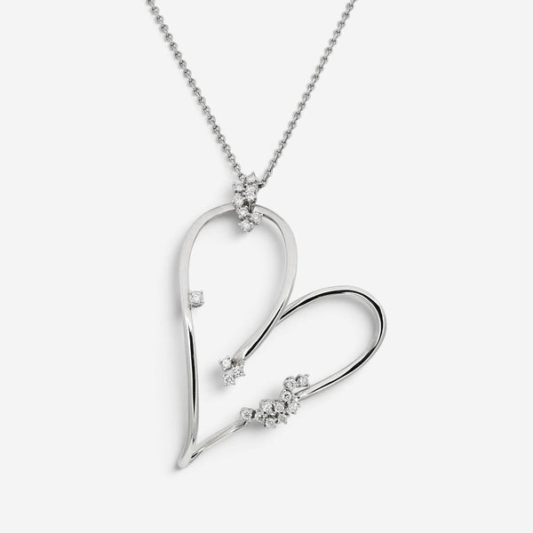 Crivelli Large Heart 18K White Gold Diamond Pendant Necklace 047631