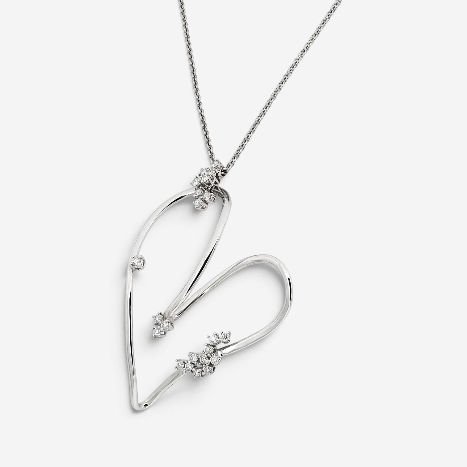 Crivelli Large Heart 18K White Gold Diamond Pendant Necklace 047631