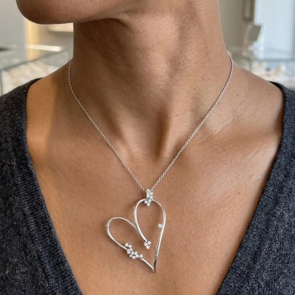 Crivelli Large Heart 18K White Gold Diamond Pendant Necklace 047631