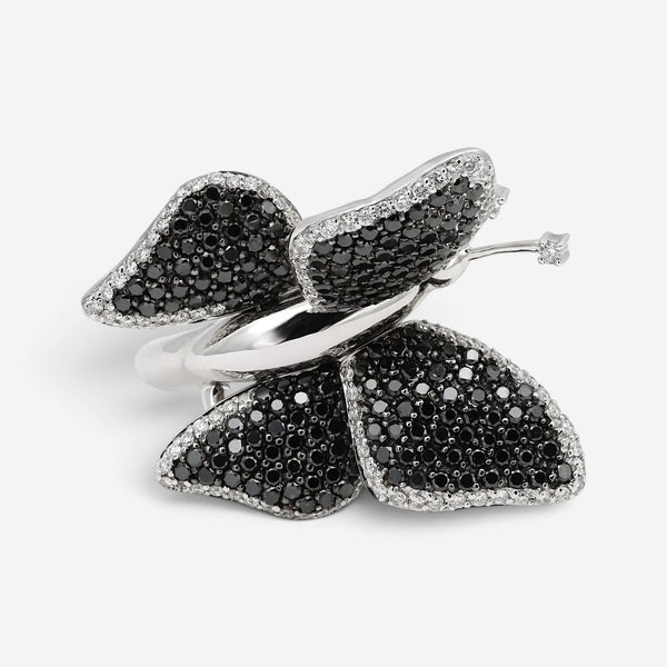 Crivelli Butterfly 18K White Gold Black & White Diamond Ring Sz. 6.5 047636