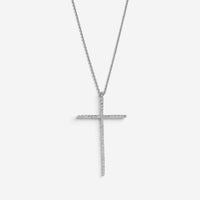 Crivelli 18K White Gold Diamond Cross Pendant Necklace 047639