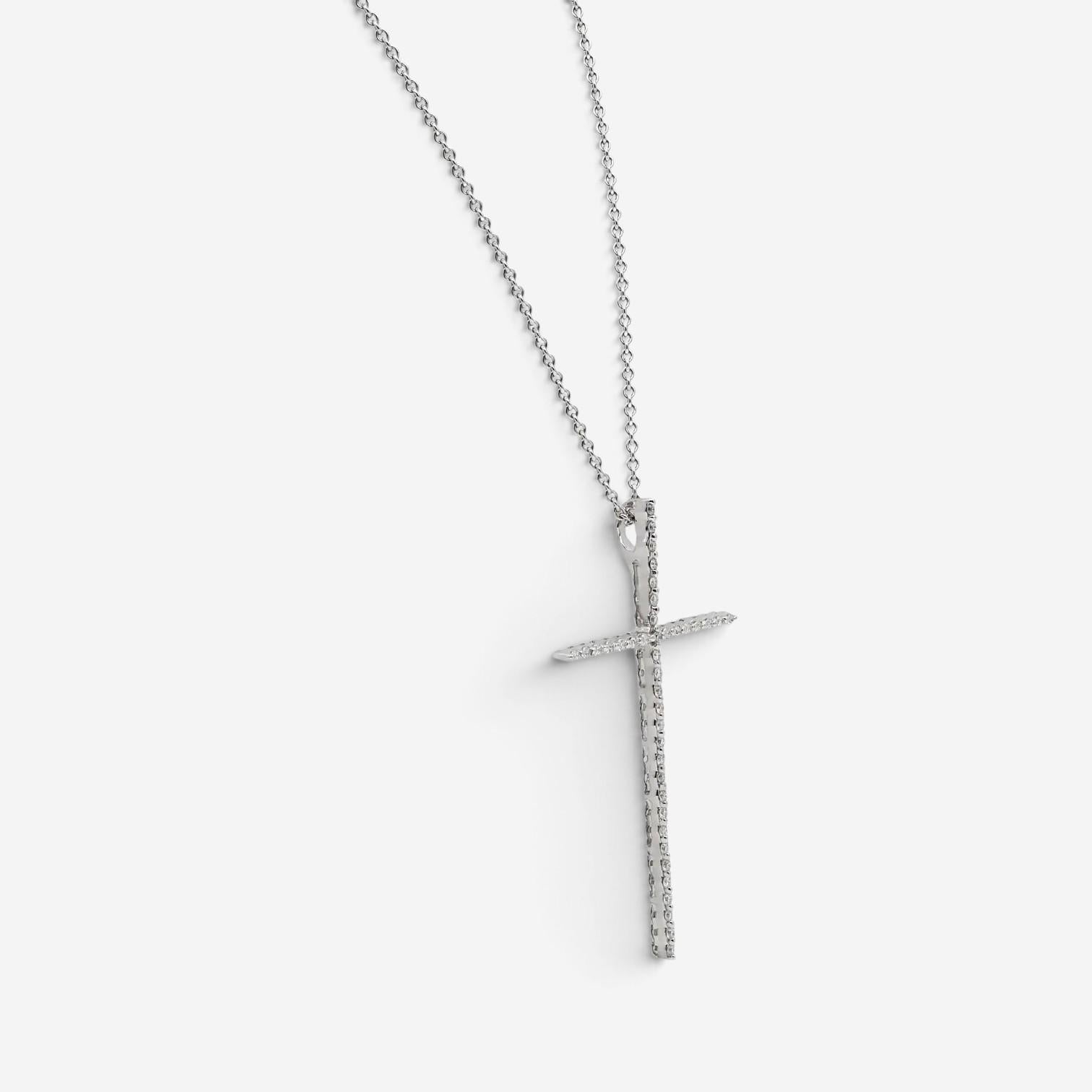 Crivelli 18K White Gold Diamond Cross Pendant Necklace 047639