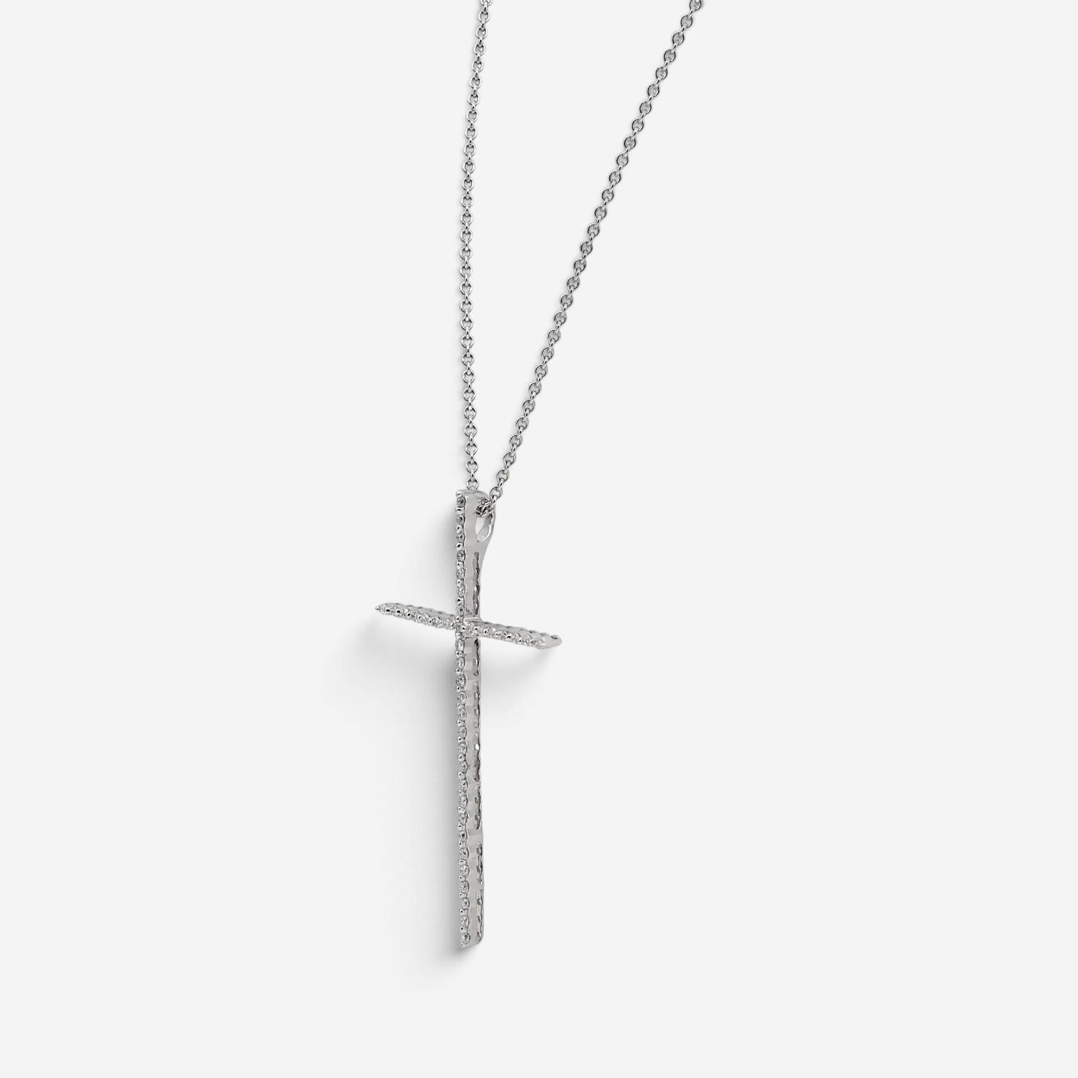 Crivelli 18K White Gold Diamond Cross Pendant Necklace 047639