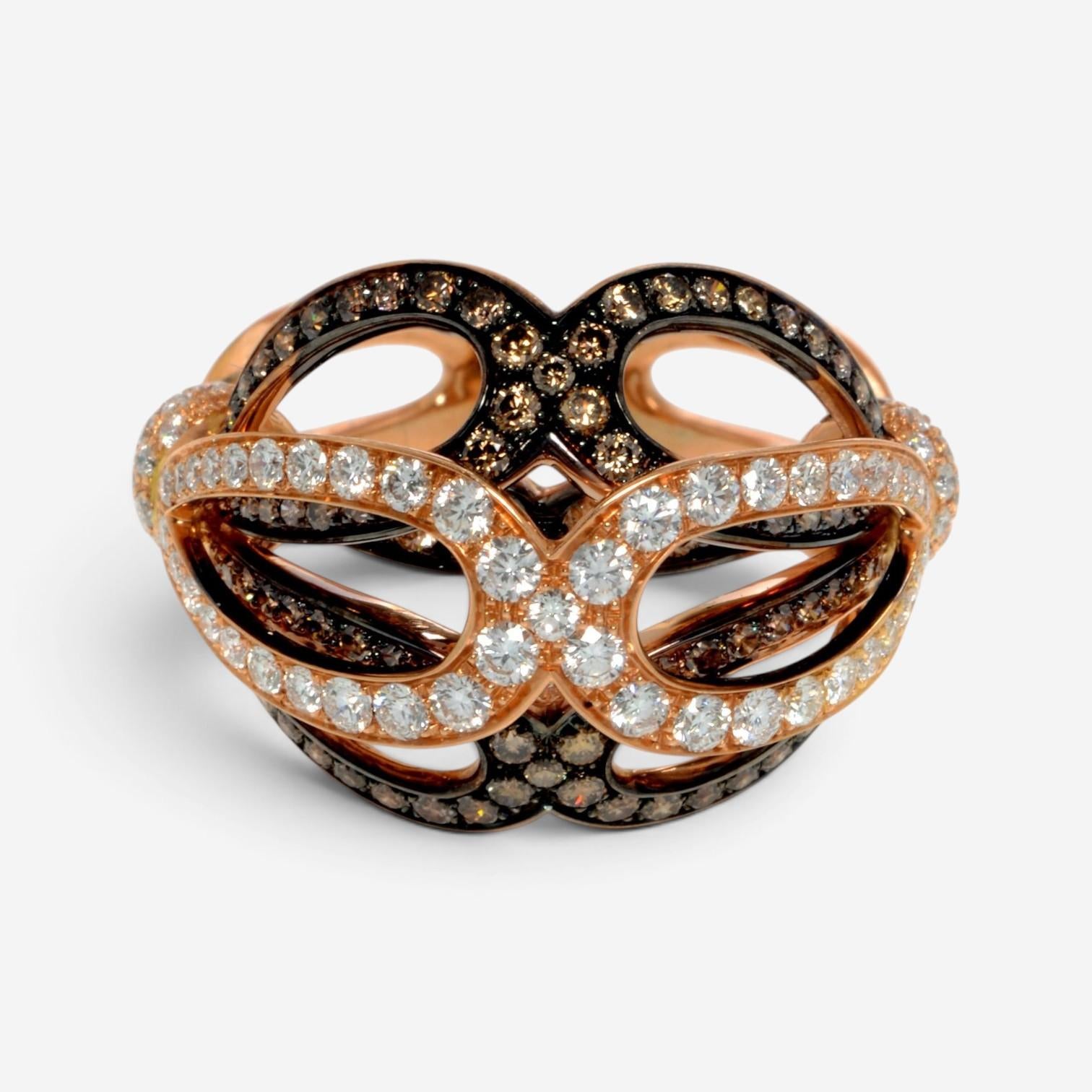 Luca Carati 18K Yellow Gold Black Rhodium Diamond Cocktail Ring Sz. 7 048302