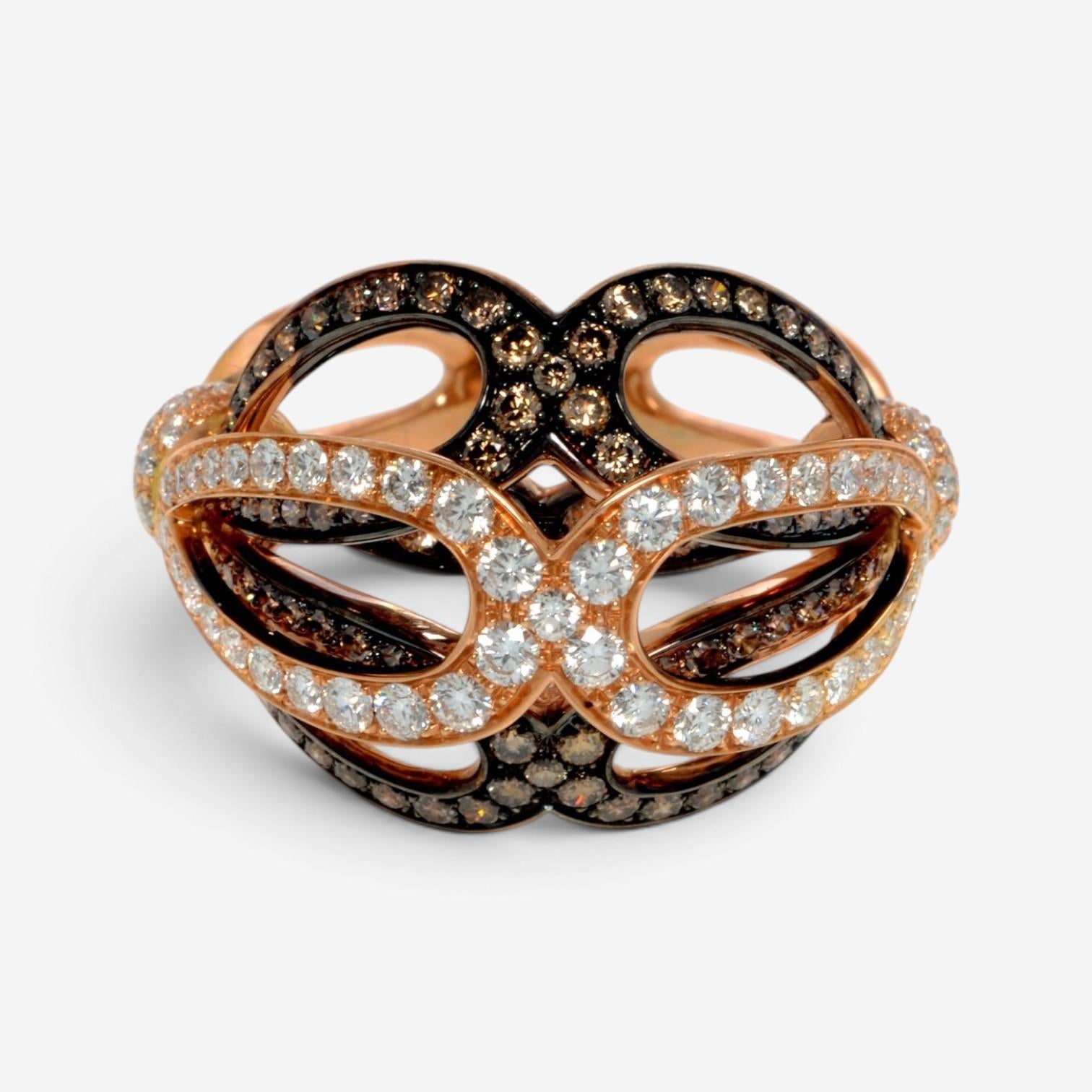 Luca Carati 18K Yellow Gold Black Rhodium Diamond Cocktail Ring Sz. 7 048302