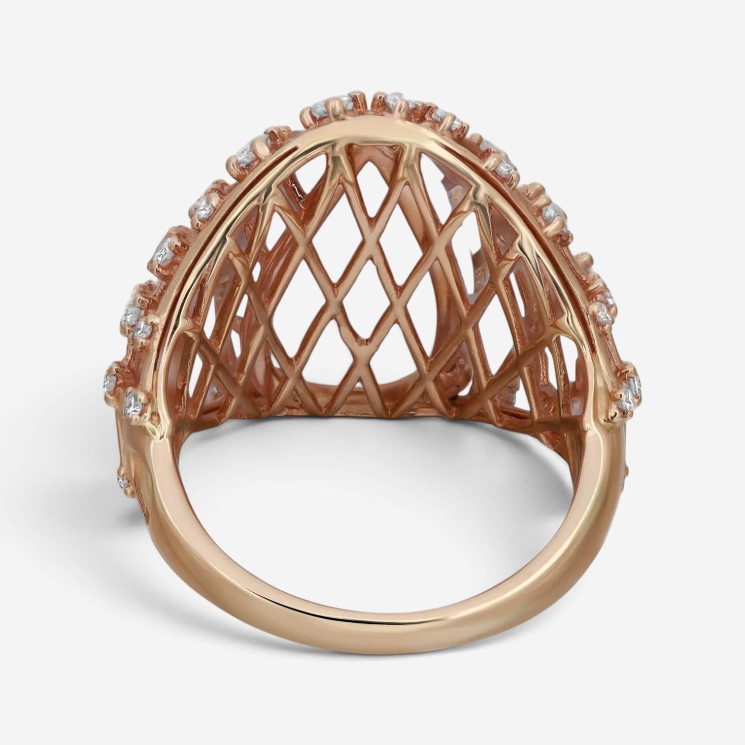 Luca Carati 18K Yellow Gold Chalcedony & Diamond Cocktail Ring Sz. 7.5 048305