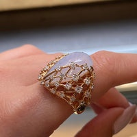 Luca Carati 18K Yellow Gold Chalcedony & Diamond Cocktail Ring Sz. 7.5 048305