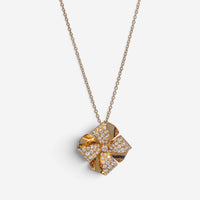 Luca Carati 18K Yellow Gold Diamond Flower Pendant Necklace 048307