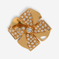 Luca Carati 18K Yellow Gold Diamond Flower Cocktail Ring Sz. 7.5 048308