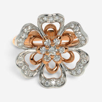 Luca Carati 18K Rose & White Gold Diamond Flower Cocktail Ring Sz. 7 048315