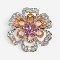 Luca Carati 18K Rose & White Gold Pink Sapphire & Diamond Cocktail Ring Sz. 7 48