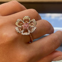 Luca Carati 18K Rose & White Gold Pink Sapphire & Diamond Cocktail Ring Sz. 7 48