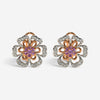 Luca Carati 18K Rose & White Gold Pink Sapphire & Diamond Flower Earrings 048319