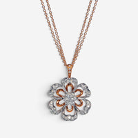 Luca Carati Flower 18K Rose & White Gold Diamond Pendant Necklace G1055C-C096