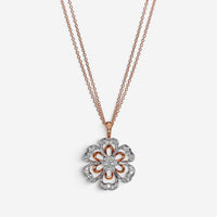 Luca Carati Flower 18K Rose & White Gold Diamond Pendant Necklace G1055C-C096