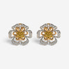Luca Carati 18K Rose & White Gold Yellow Sapphire & Diamond Flower Earrings 0483