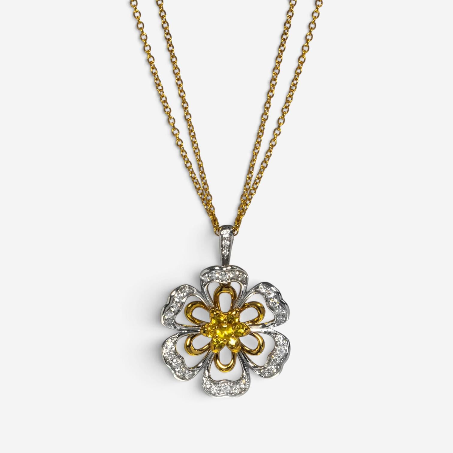 Luca Carati 18K Yellow & White Gold Diamond & Yellow Sapphire Necklace G1056CZ-C