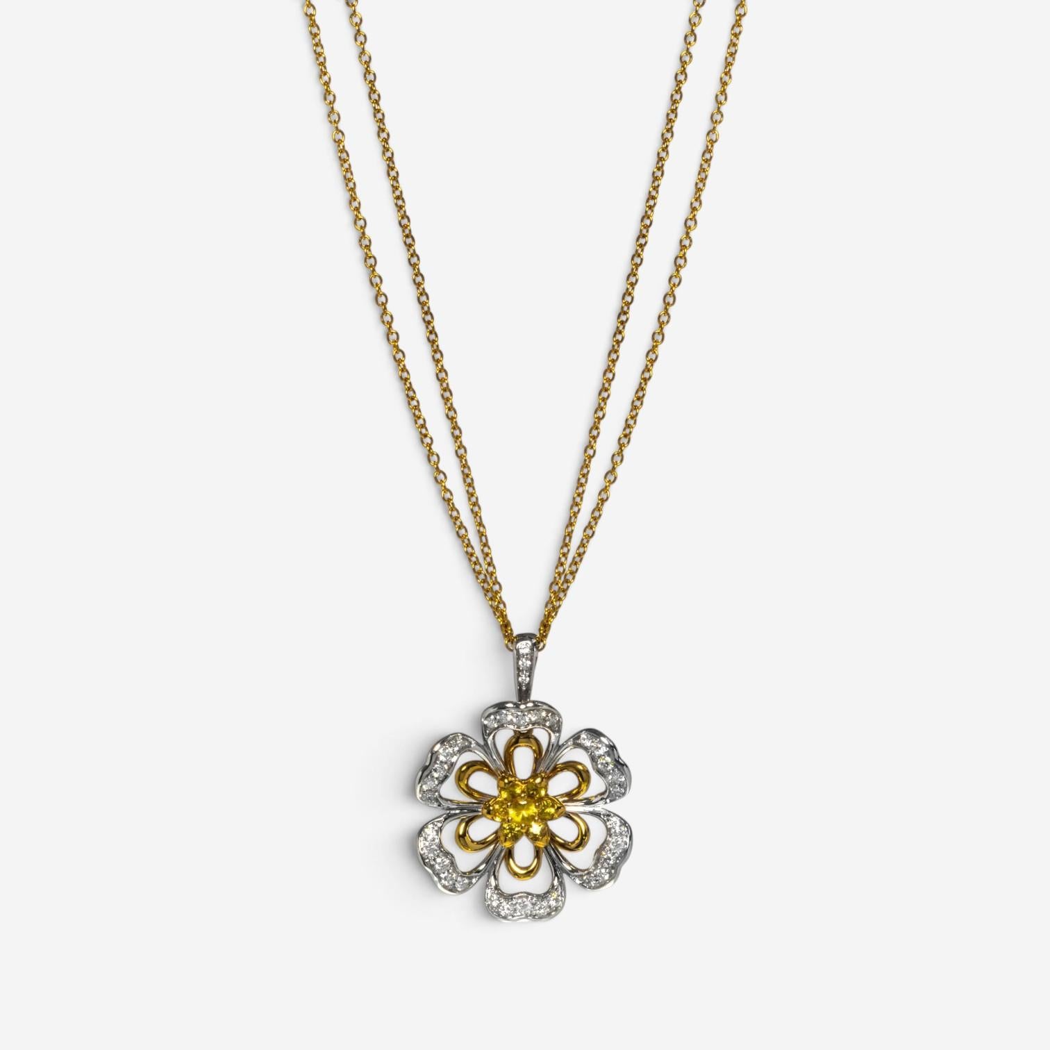 Luca Carati 18K Yellow & White Gold Diamond & Yellow Sapphire Necklace G1056CZ-C