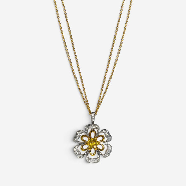 Luca Carati 18K Yellow & White Gold Diamond & Yellow Sapphire Necklace G1056CZ-C