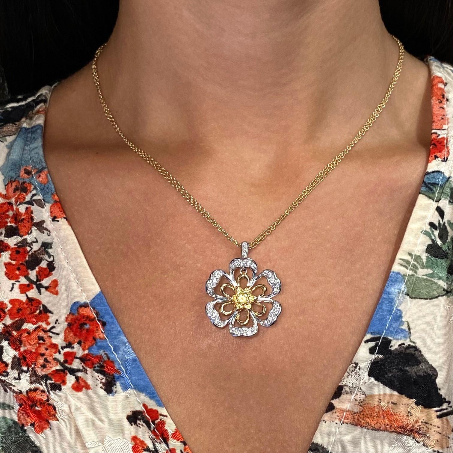 Luca Carati 18K Yellow & White Gold Diamond & Yellow Sapphire Necklace G1056CZ-C