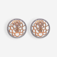 Luca Carati Floral 18K Rose & White Gold Diamond Stud Earrings 048325