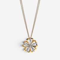 Luca Carati 18K Yellow & White Gold Diamond Flower Pendant Necklace 048327
