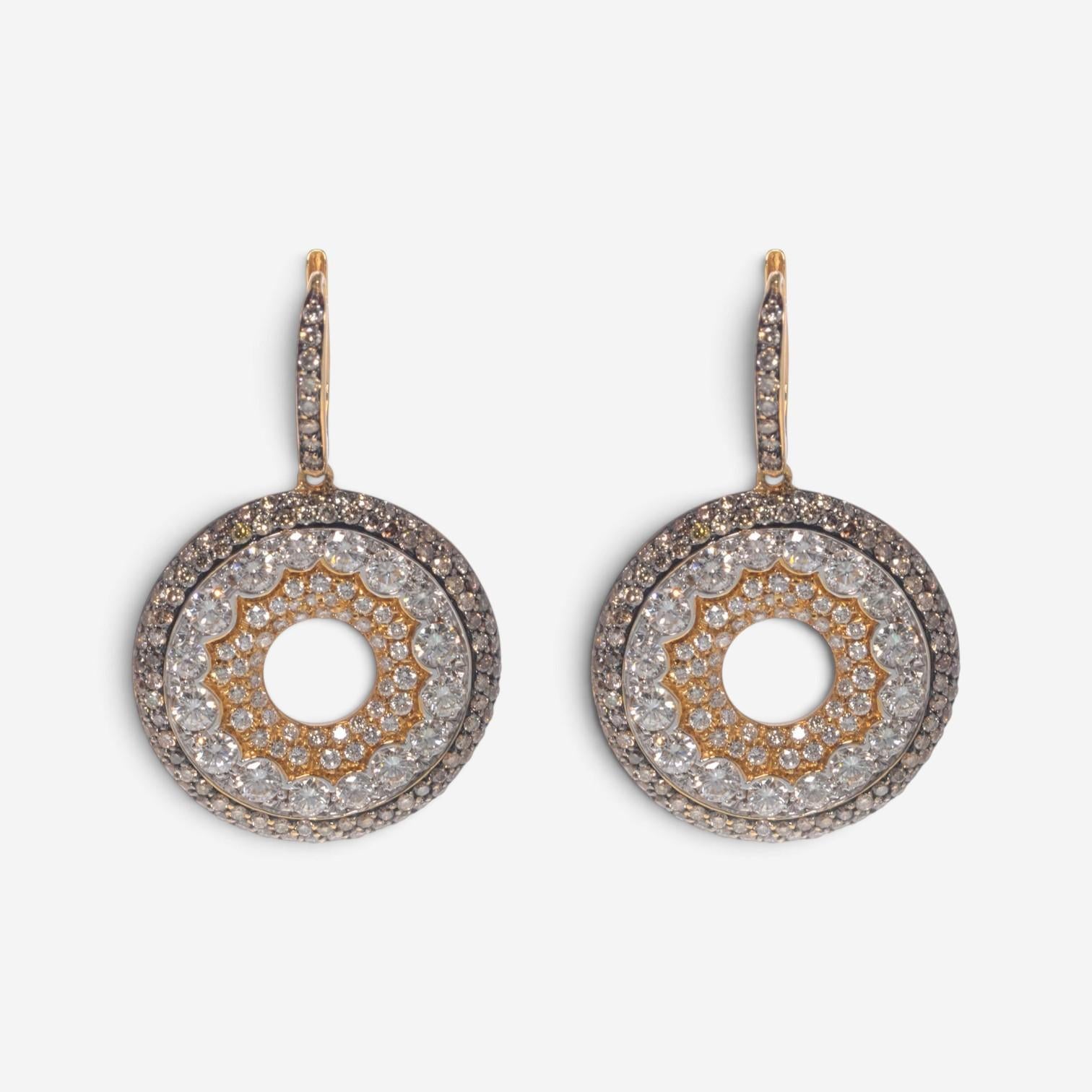 Luca Carati 18K Rose Gold & Black Rhodium White & Brown Diamond Drop Earrings 04
