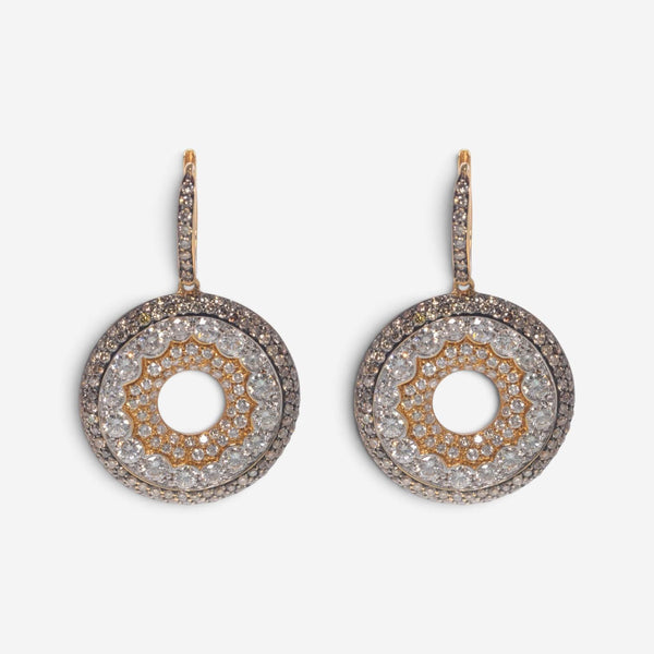 Luca Carati 18K Rose Gold & Black Rhodium White & Brown Diamond Drop Earrings 04