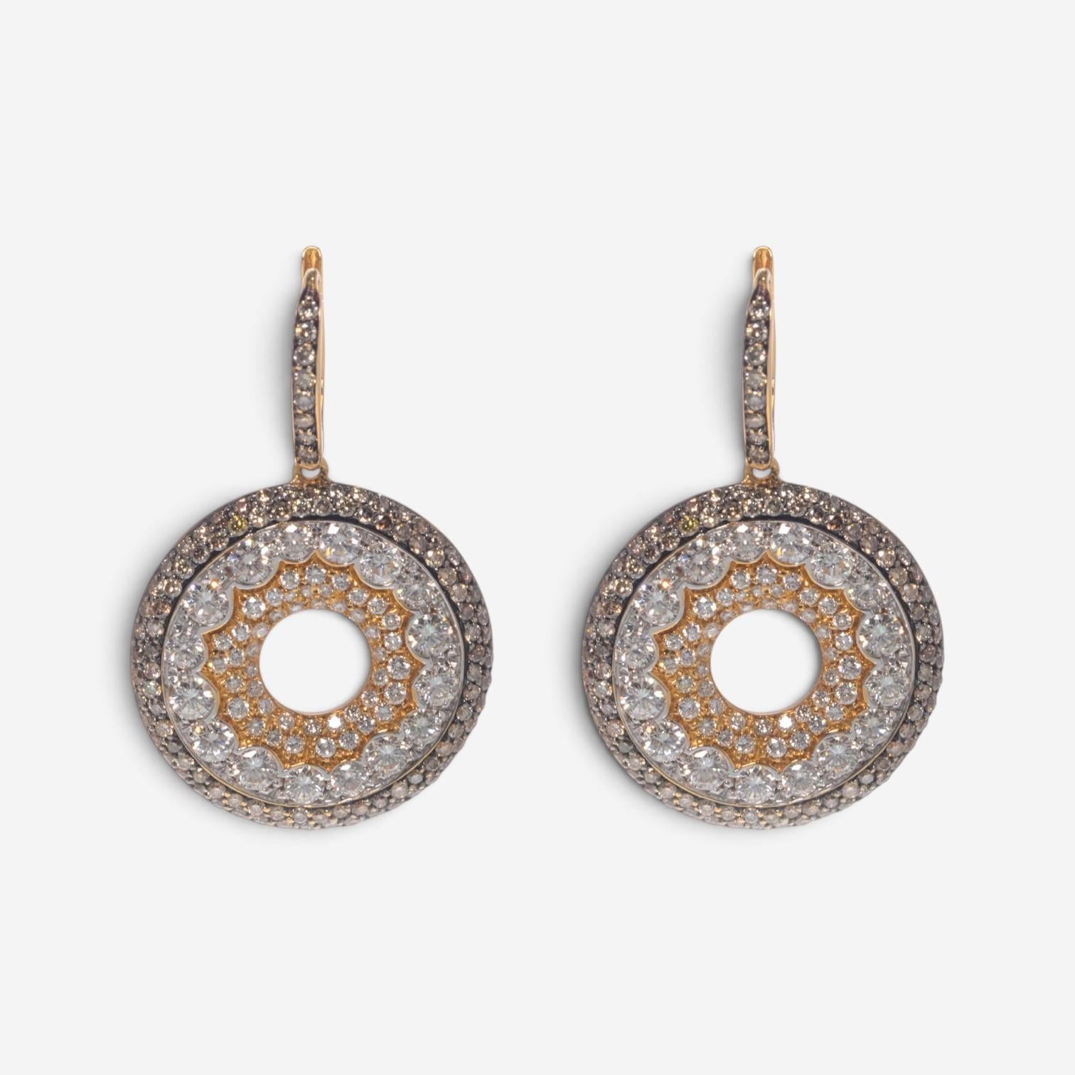 Luca Carati 18K Rose Gold & Black Rhodium White & Brown Diamond Drop Earrings 04