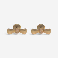 Luca Carati 18K Yellow Gold Brown Diamond Bow Stud Earrings 048345