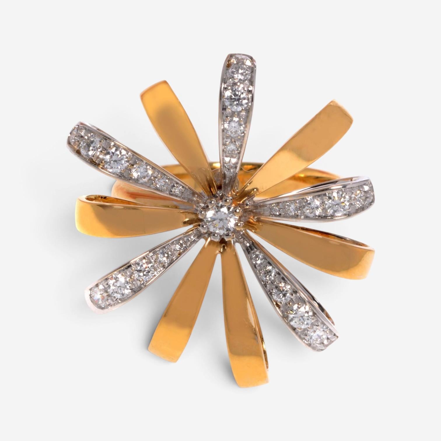 Luca Carati 18K Yellow & White Gold Diamond Cocktail Ring Sz. 7 048346