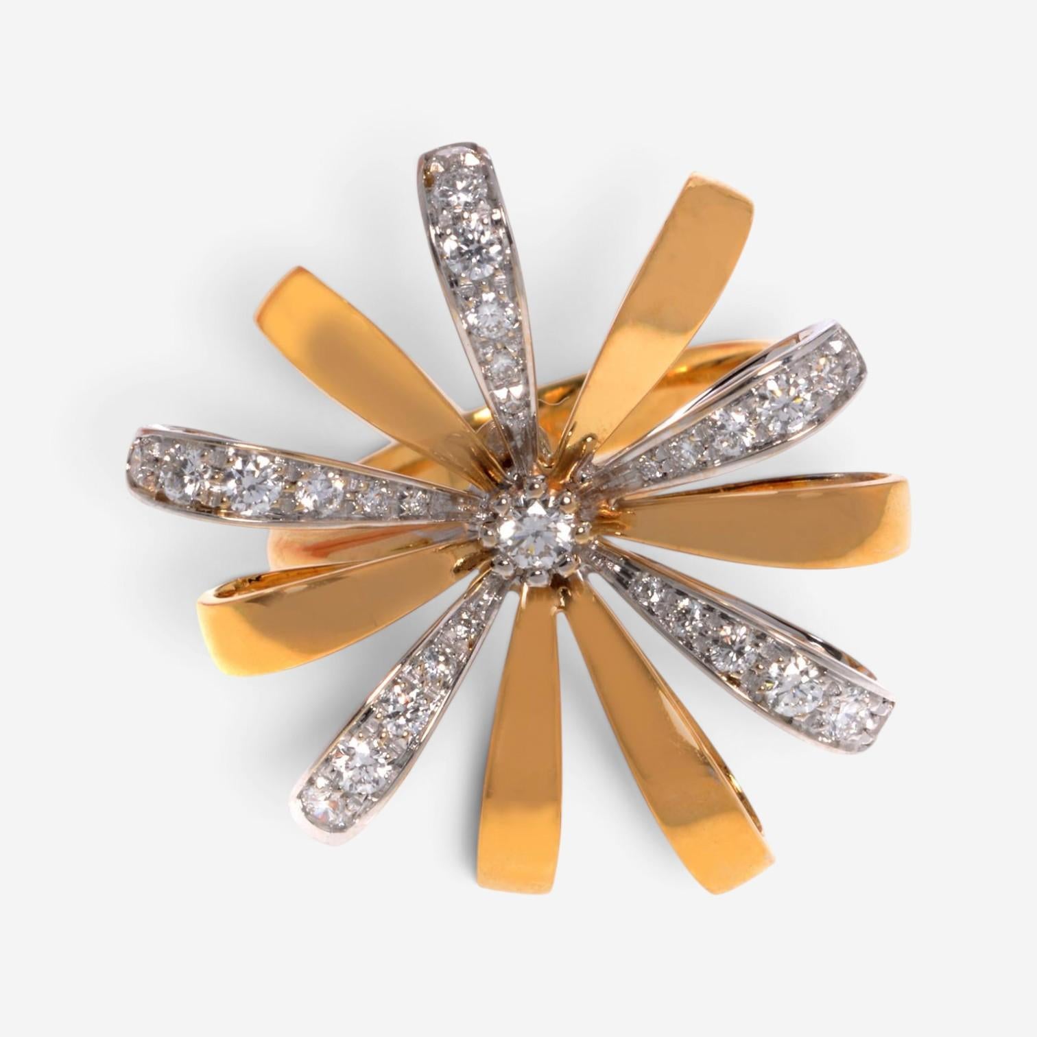 Luca Carati 18K Yellow & White Gold Diamond Cocktail Ring Sz. 7 048346