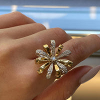 Luca Carati 18K Yellow & White Gold Diamond Cocktail Ring Sz. 7 048346