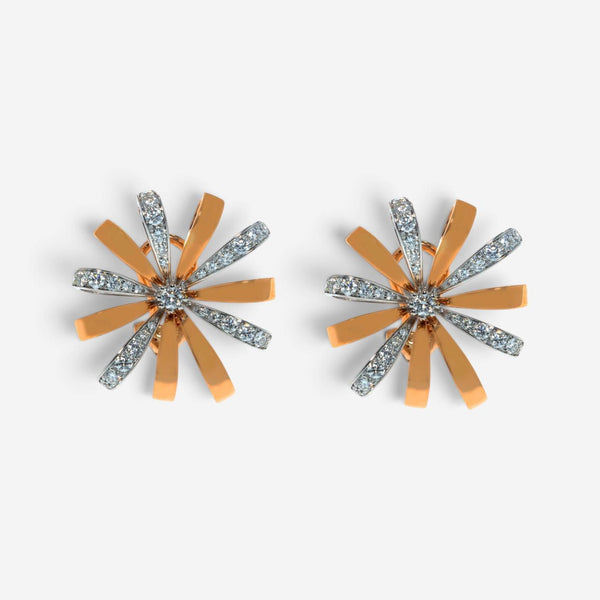Luca Carati Flower 18K Rose & White Gold Diamond Earrings 048348