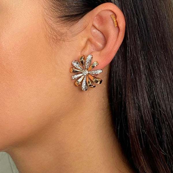 Luca Carati Flower 18K Rose & White Gold Diamond Earrings 048348