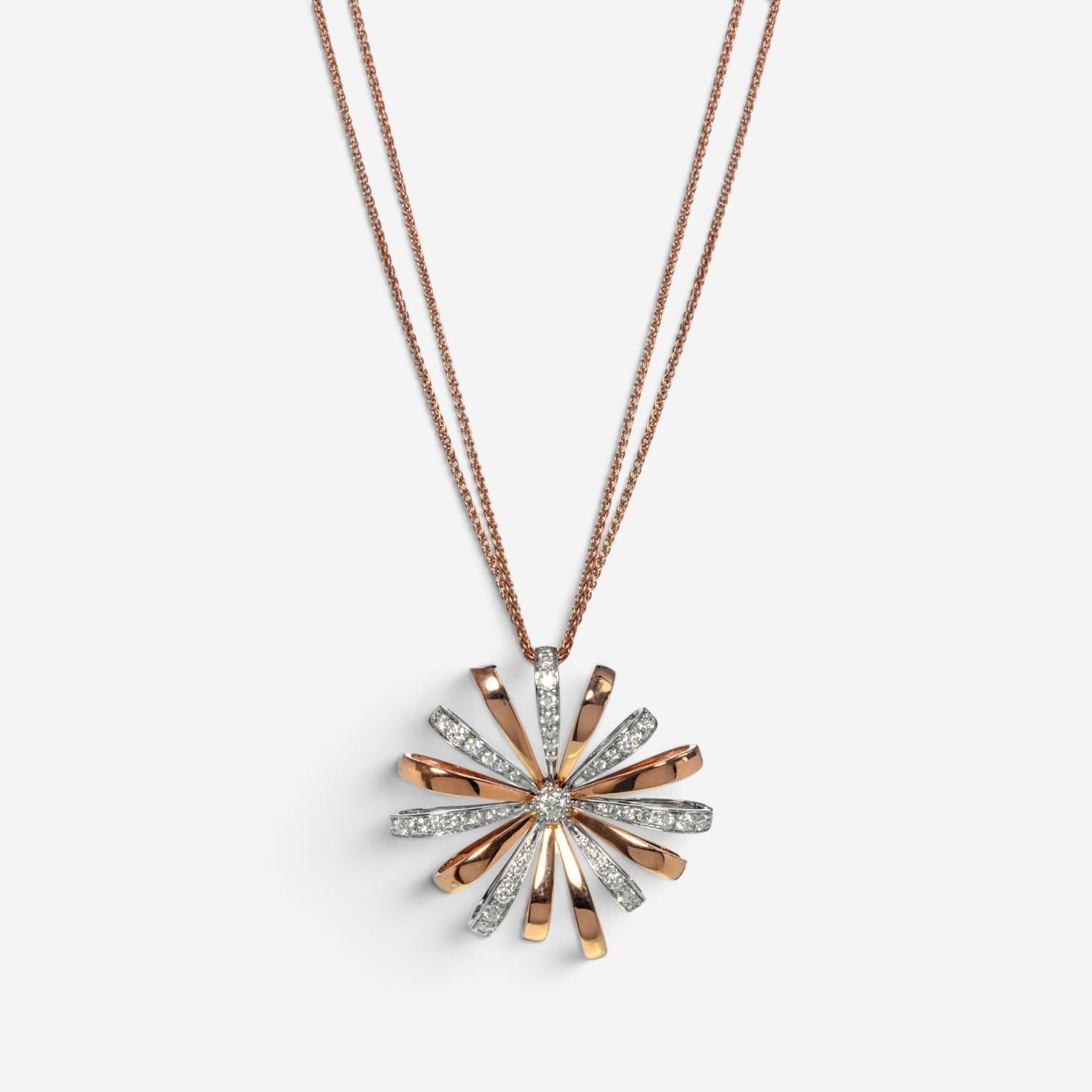 Luca Carati 18K Rose & White Gold Diamond Large Flower Pendant Necklace G865CH-C