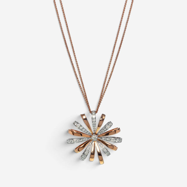 Luca Carati 18K Rose & White Gold Diamond Large Flower Pendant Necklace G865CH-C