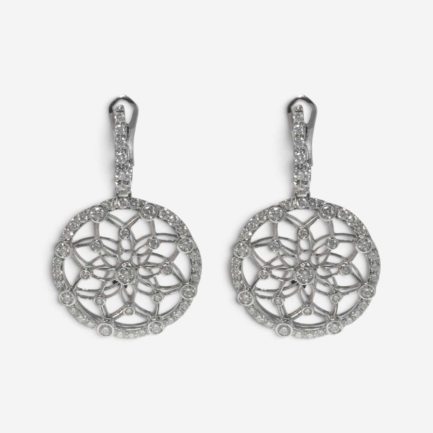 Luca Carati 18K White Gold Diamond Medium Drop Earrings 048354